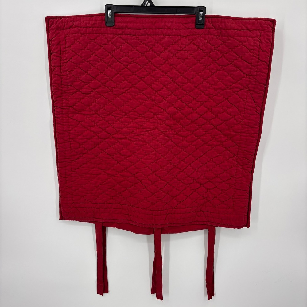 2 Pottery Barn Euro Sham 26x26 Red Excellent Quilted Cotton Silk Tie Closure